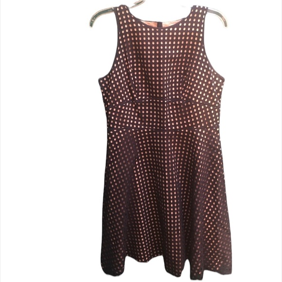 LOFT BLACK & TAN EYELET FIT AND FLARE DRESS - Picture 2 of 7